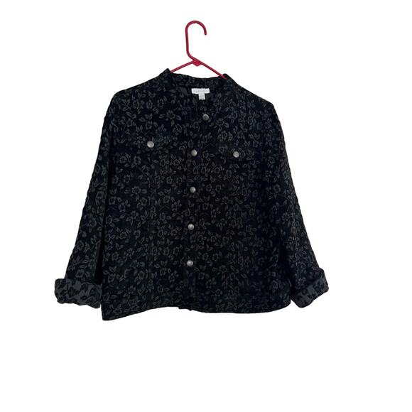 Charter Club Moto Jacket Damask Print Velvety Black Large - Picture 5 of 5